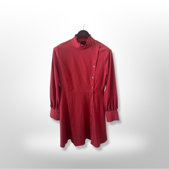 Who What Wear Side Button and Collared Long Sleeve Dress Size M, color Red - Picture 1 of 7